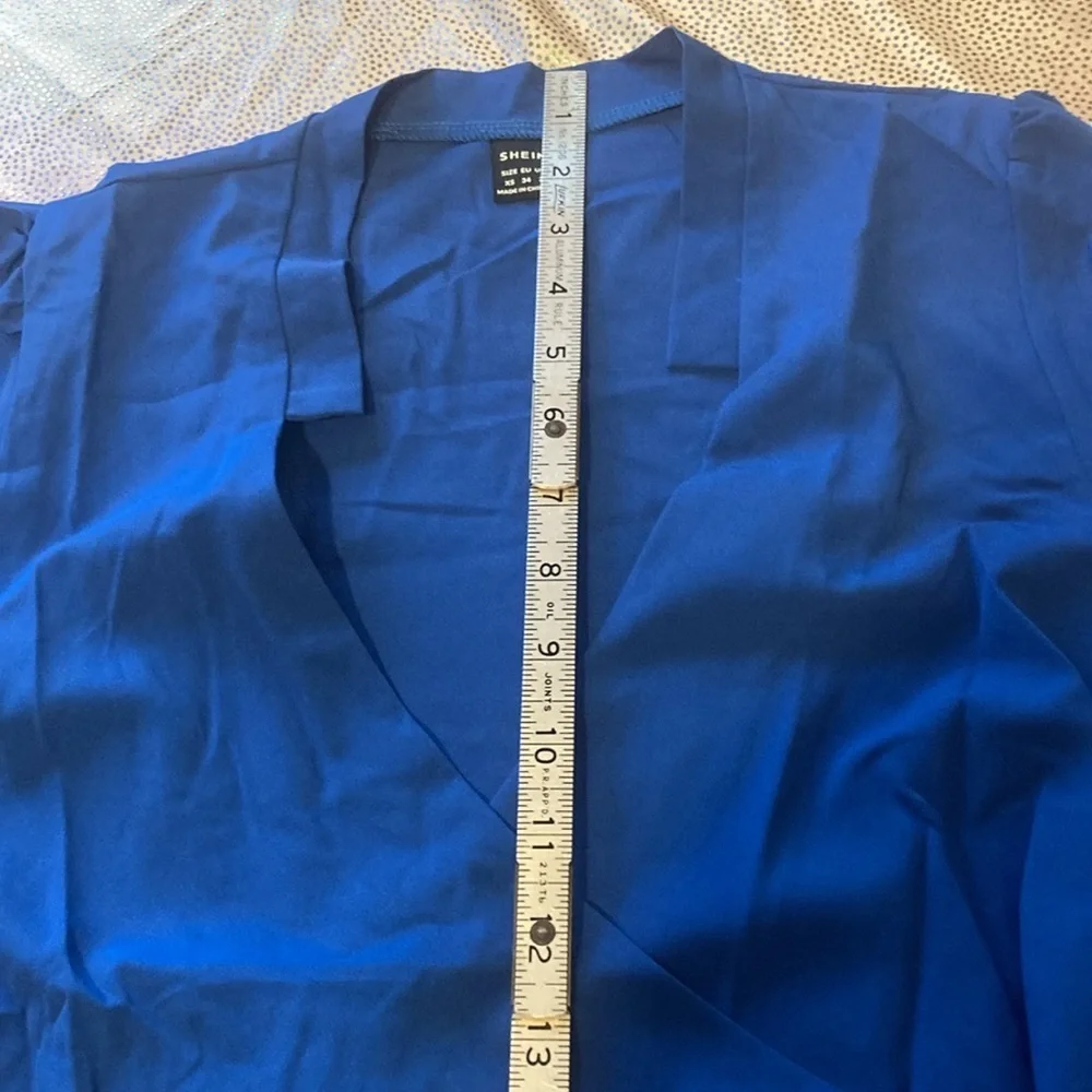 SHEIN Essnce Solid Notched Neck Wrap Detail Blouse size XS new without t… - Picture 9 of 12